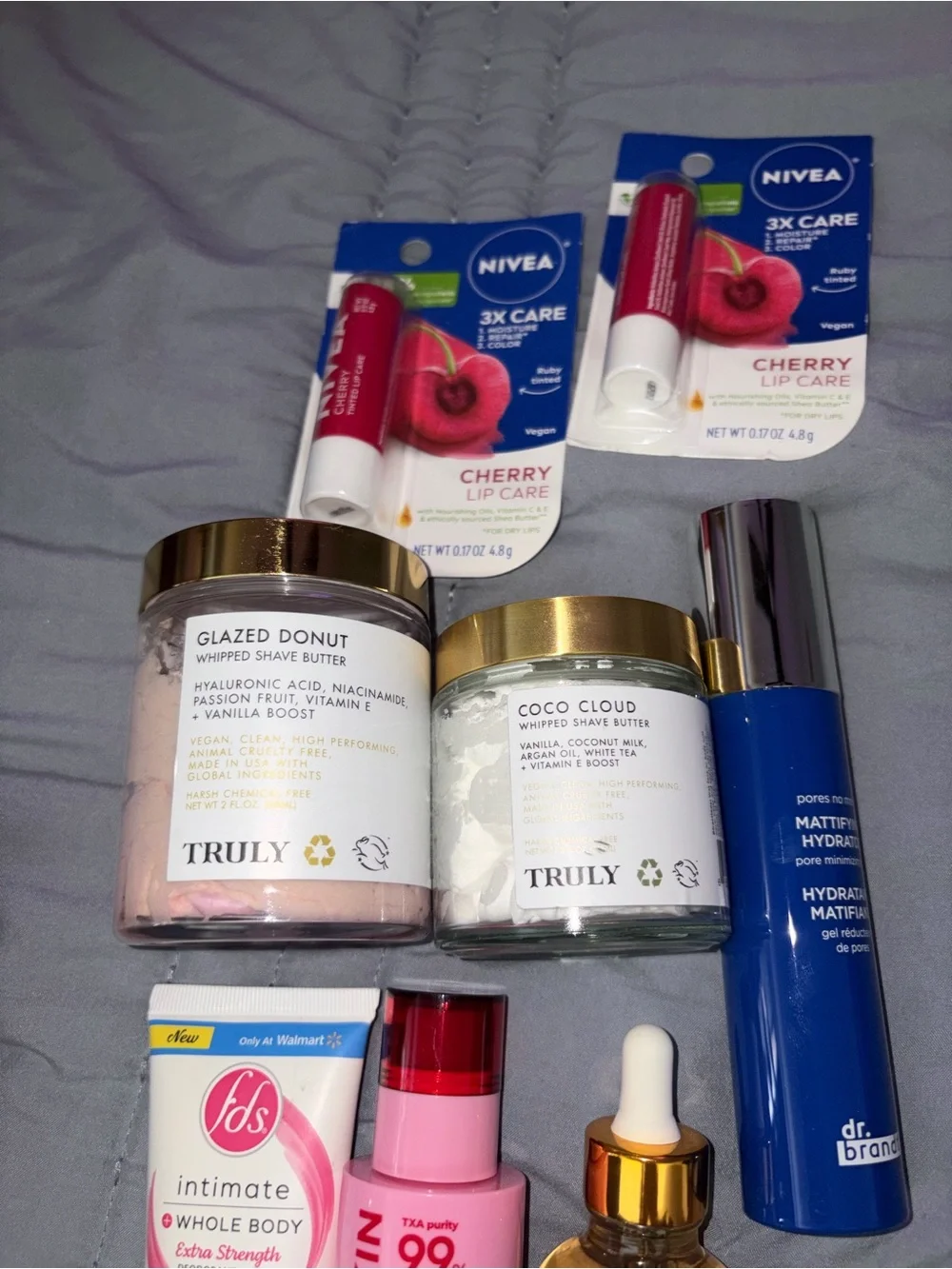 TRULY Body Butters Set with Pink & White Jars + Blue Hydrating Mist